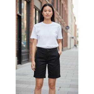 White House Black Market Black Bermuda Shorts Women Size 4 Cotton Knee Length